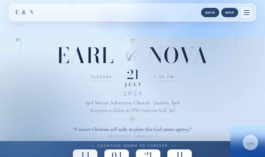 Earl & Nova wedding website preview