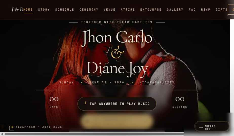 Jhon Carlo & Diane Joy wedding website preview
