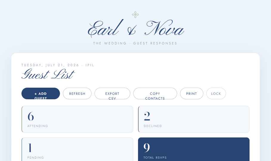 RSVP Guest Manager dashboard preview